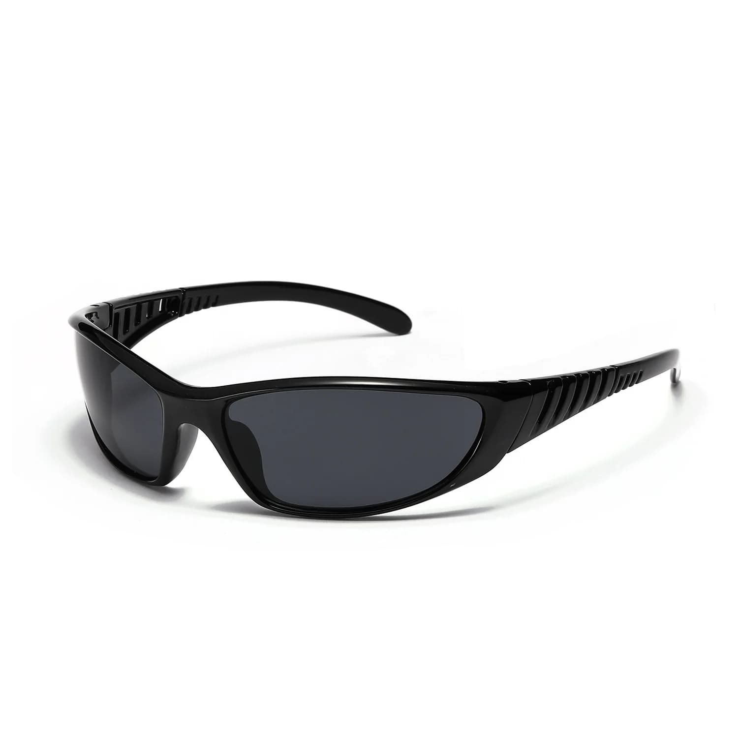 Lunettes de soleil Y2K argentées futuristes pour pêche tendance - Design ajouré technologique unisexe
