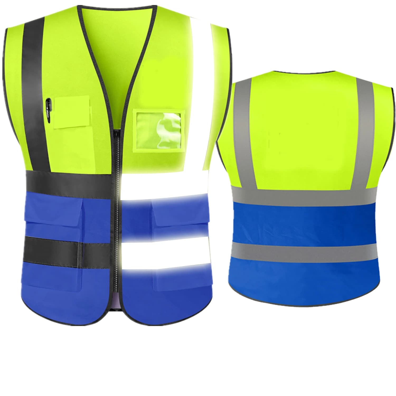 Gilet sécurité haute visibilité bandes réfléchissantes 5 poches norme ANSI Classe 2 pêche professionnelle