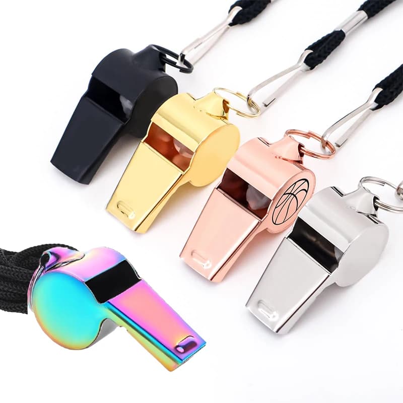 Sifflet survie acier inoxydable noir rose doré pendentif cou sport maître-nageur pêche