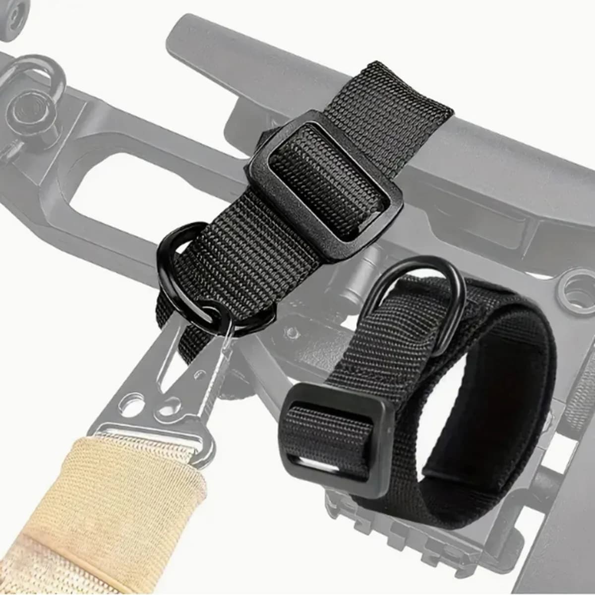 Adaptateur écharpe fusil anneau D nylon robuste noir fixation crosse pour pêche au fusil harpon