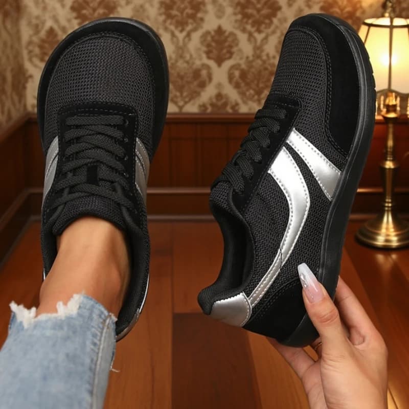 Baskets barefoot femme pêche large orteils - Chaussures canvas noir mesh respirantes running
