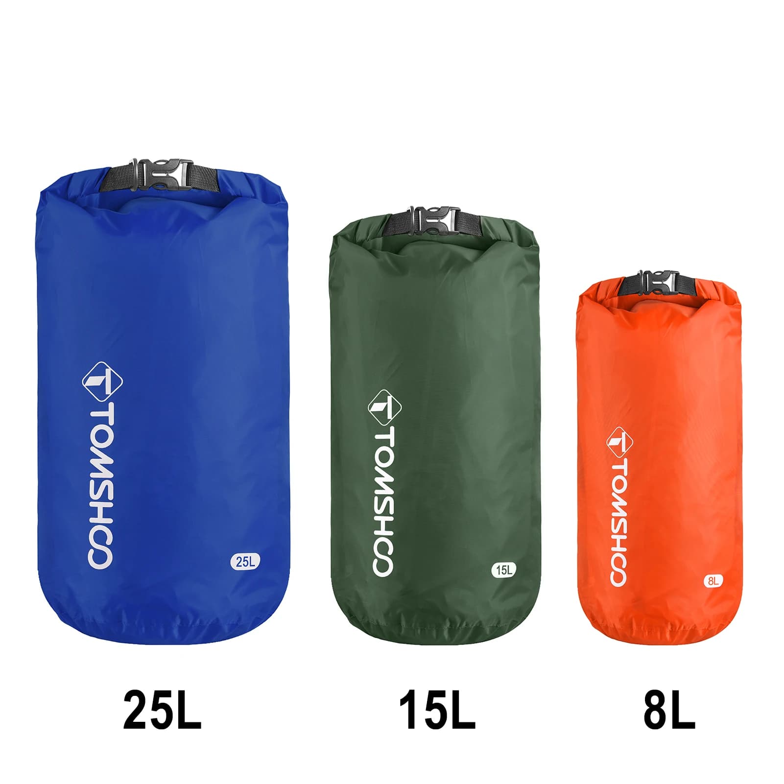 Pack 5 dry bags waterproof Tomshoo - Sacs étanches légers camping, bateau, randonnée