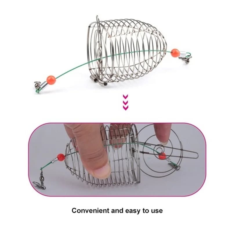 Cage à appâts de pêche feeder en acier inoxydable, 3 tailles S M L pour amorçage précis
