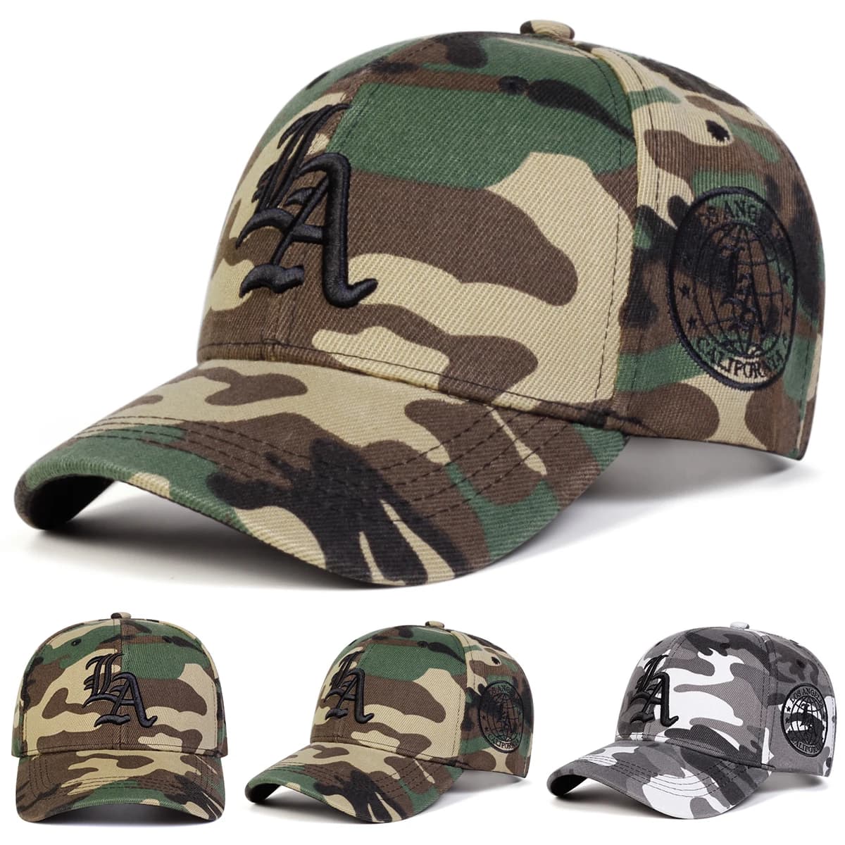 Casquette pêche gothique LA camouflage - Broderie unisexe protection UV réglable sport