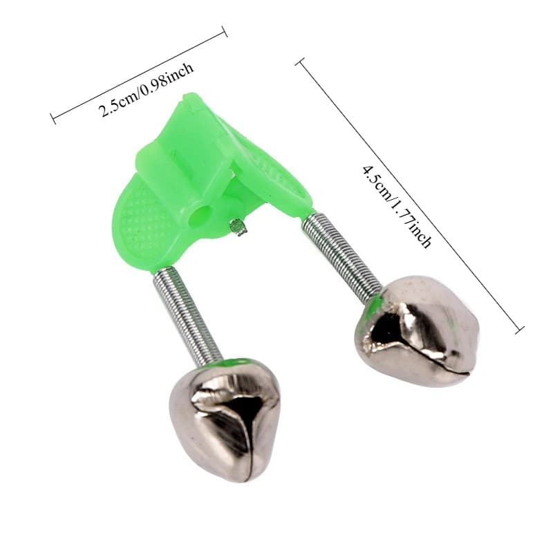 Alarmes de touche vertes ABS - 6/10 cloches sensibles pour canne à pêche avec son clair