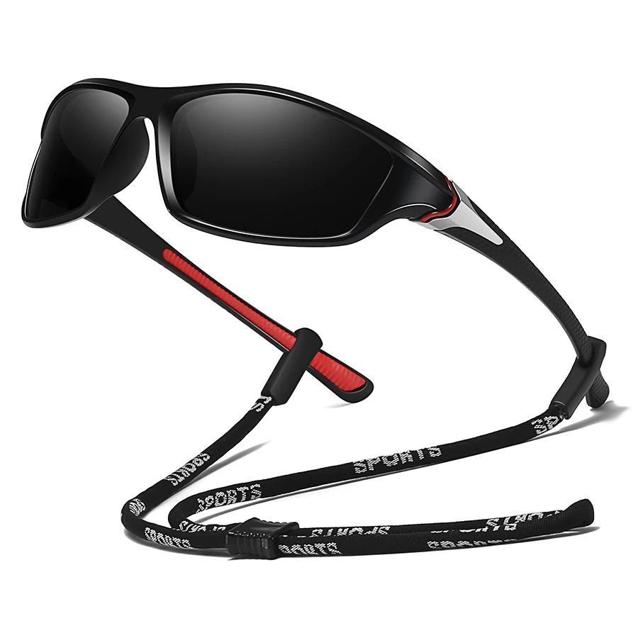 Lunettes de sport polarisées avec chaîne pour cyclisme et pêche - Protection UV400 unisexe outdoor