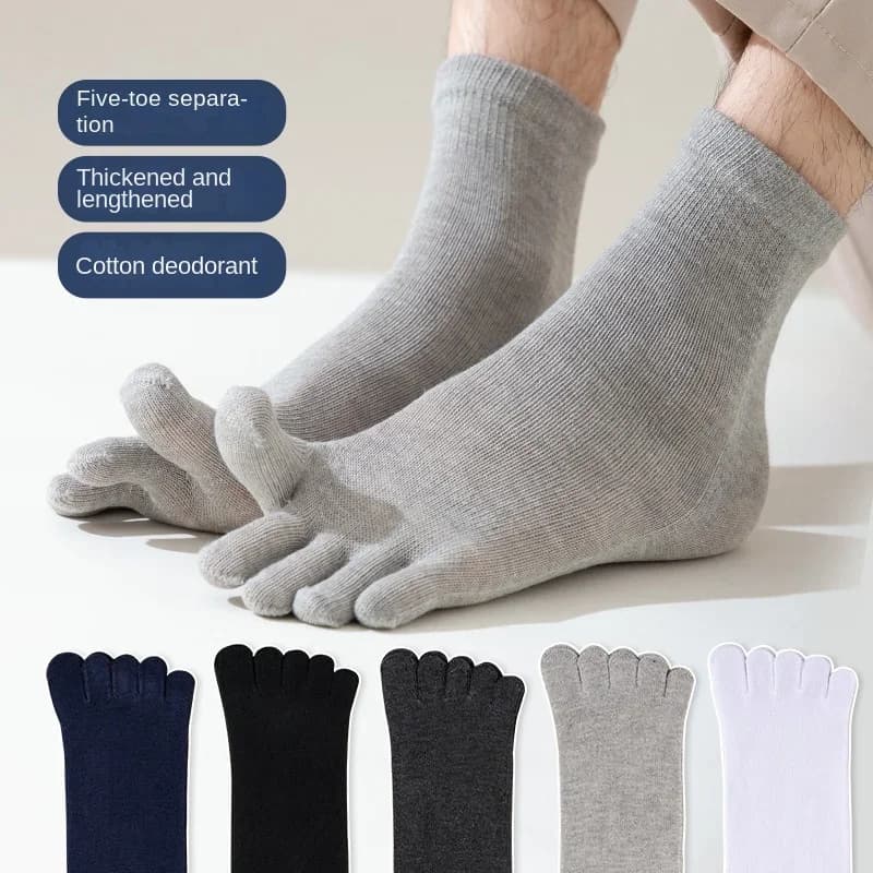 Chaussettes cinq doigts homme coton pur absorption transpiration mi-bas séparation orteils pêche