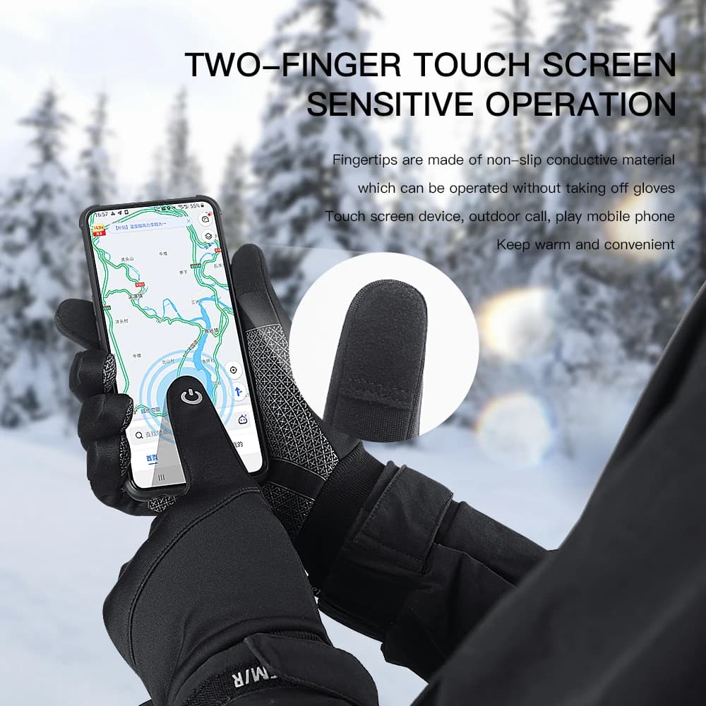 Gants cycliste homme automne hiver - Antichoc, antidérapants, coupe-vent et chauds - Compatibles écrans tactiles