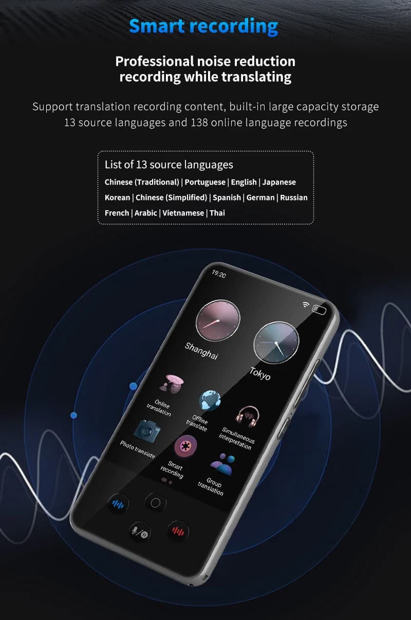 Traducteur portable S85 Pro 138 langues pour pêche internationale - traduction vocale temps réel