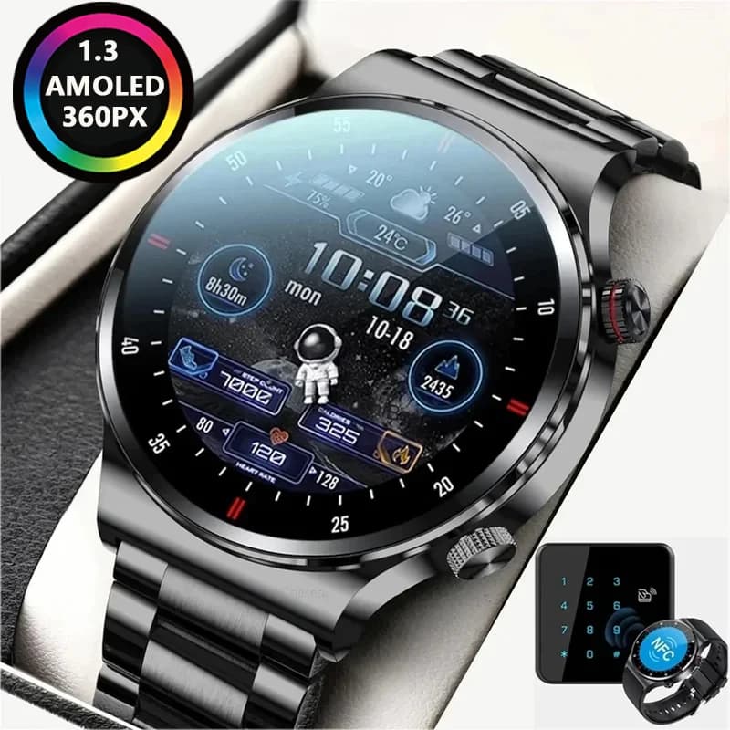 Montre connectée sport GPS ECG PPG Bluetooth NFC étanche compatible iOS Android homme 2025