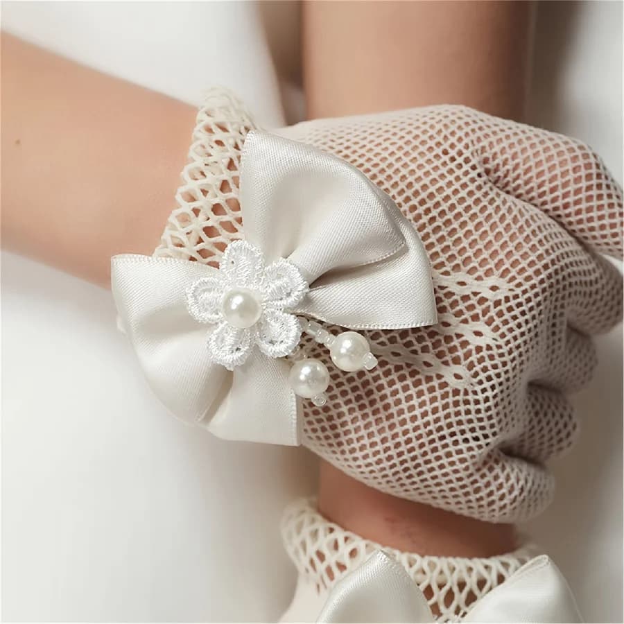 Filets gants pêche enfants élégants perles lacets élastiques fêtes mode été