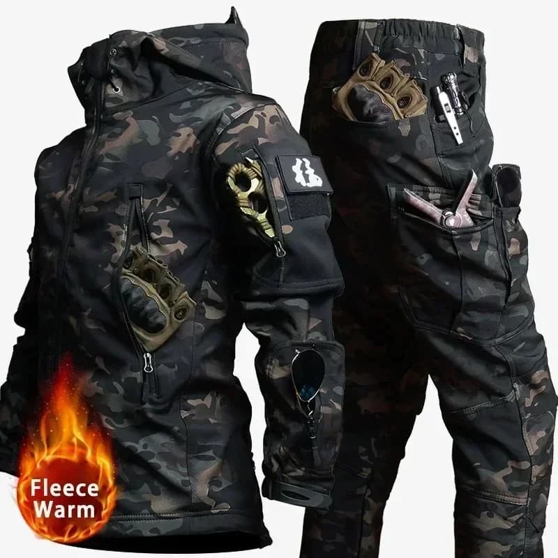 Combinaison de pêche hiver polaire tactique homme - Ensemble imperméable pêche randonnée camping