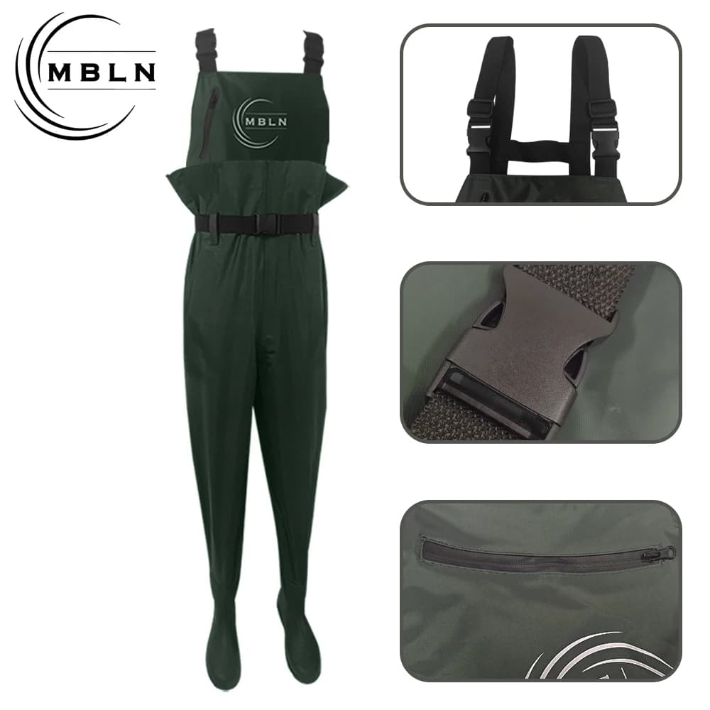 Pantalon de pêche waders PVC étanche respirant avec zip pour la pêche à la mouche et la chasse