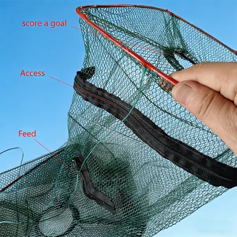 Filet de pêche pliable en nylon - Piège à appâts portable pour capturer poissons, crevettes, crabes et anguilles