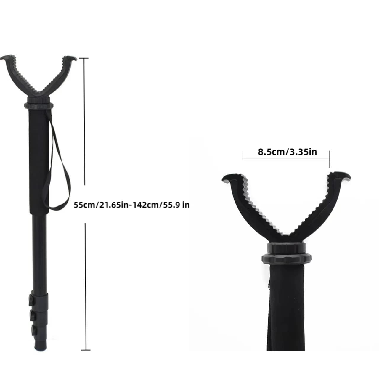 Monopod télescopique en alliage d'aluminium pour chasse et tir - Avec sangle anti-perte et tête en V