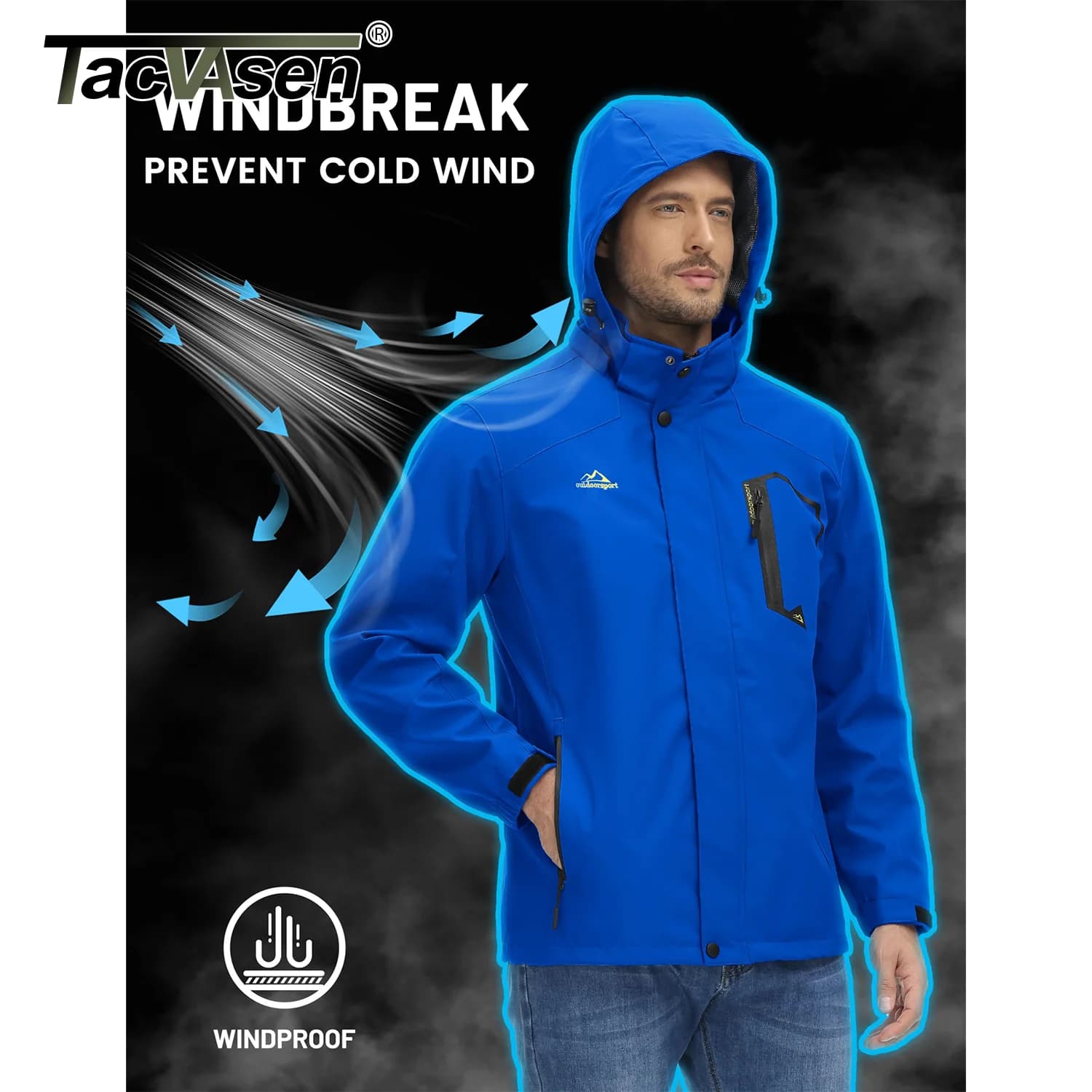 Veste randonnée légère homme imperméable - Veste pêche trekking respirante mesh intérieur