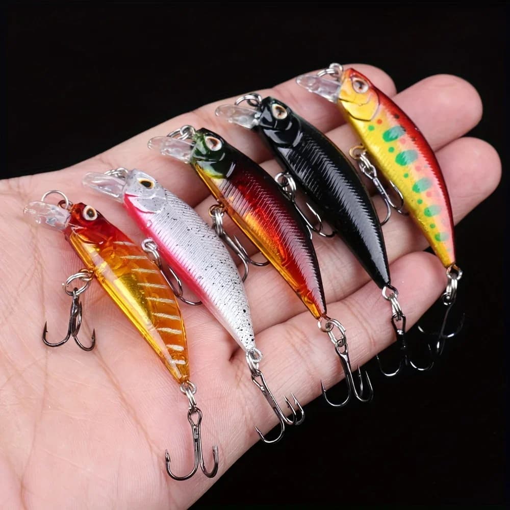 15 leurres minnow flottants/coulants pour truite et brochet - crankbait avec yeux 3D