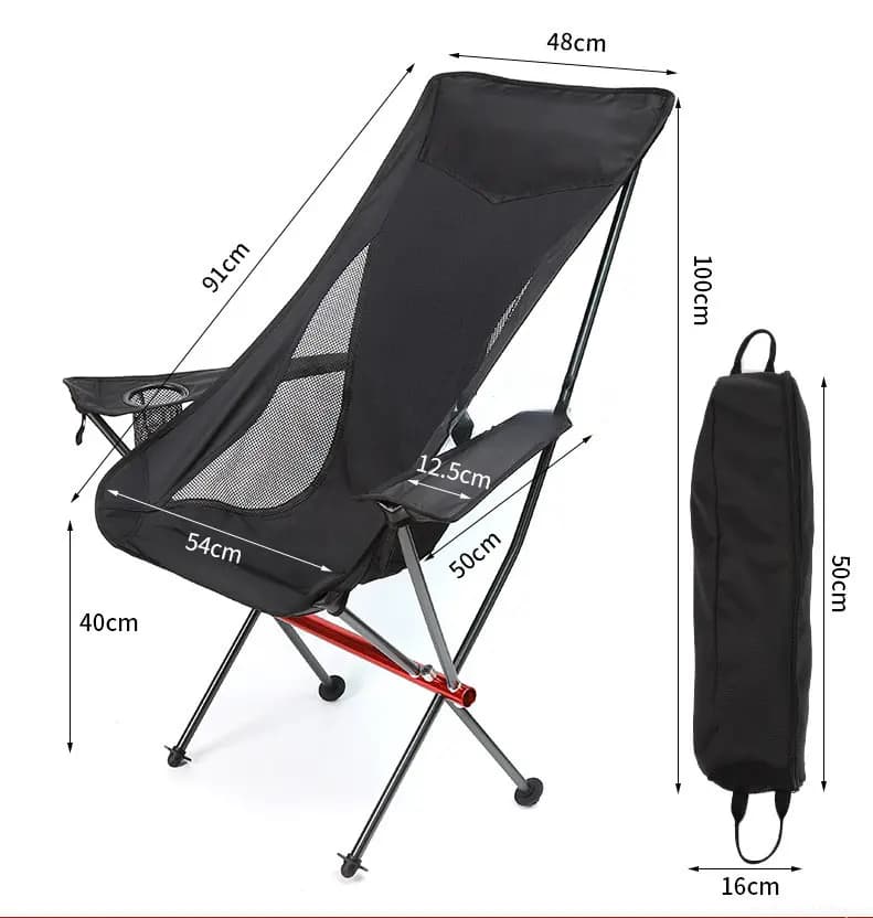 Siège pêche pliant Oxford allongé - Chaise camping portable pour BBQ et plage