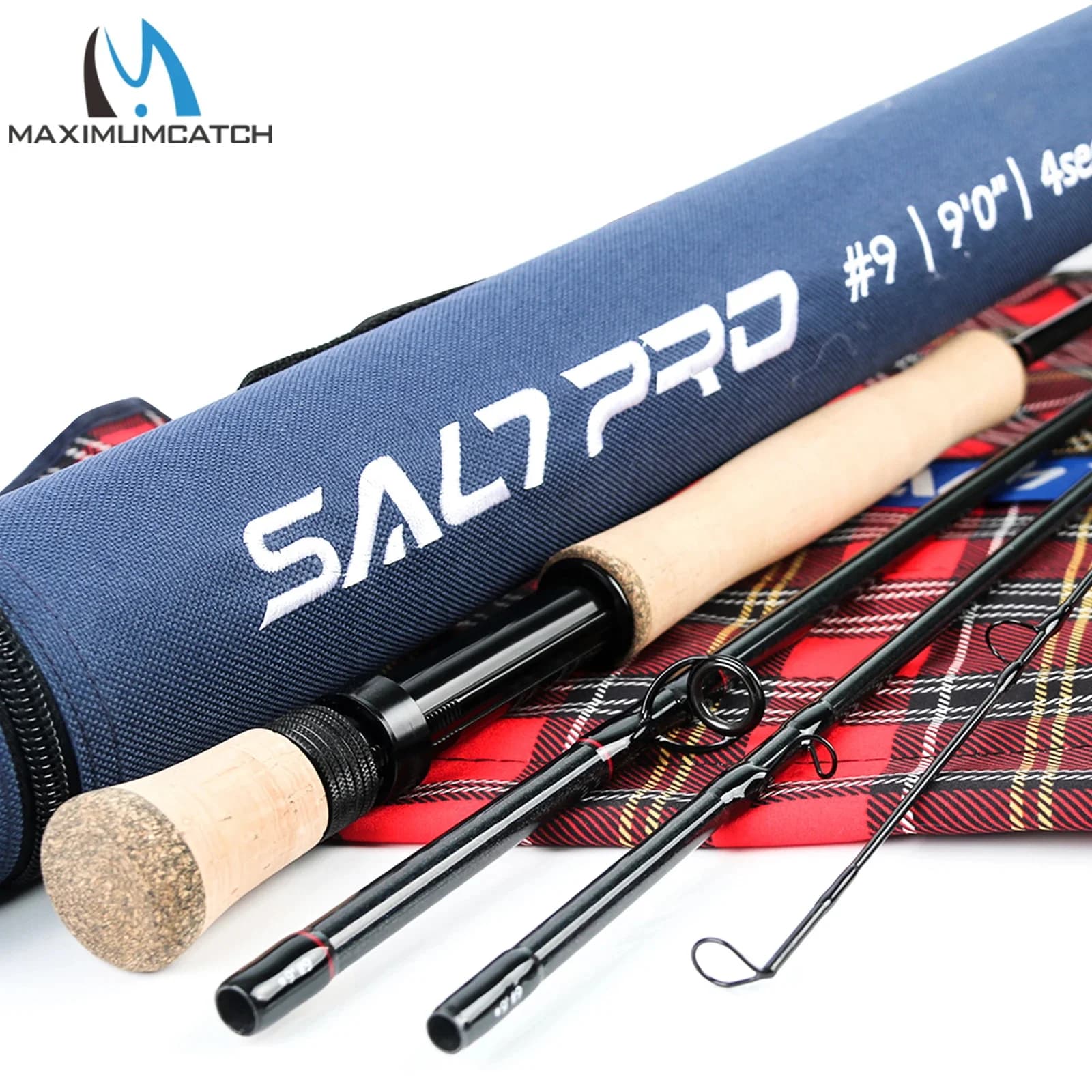Canne mer Maximumcatch Saltpro 9FT 8/9/10WT action rapide carbone 30T+40T SK pour pêche en eau salée