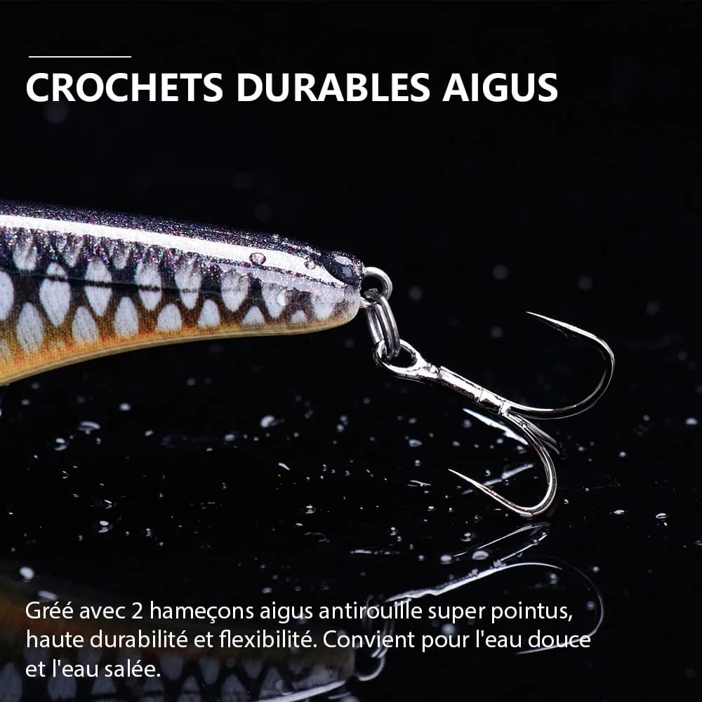 Leurre jerkbait 21g 9cm TREHOOK vibreur coulant - Wobbleur pour brochet avec système sonore