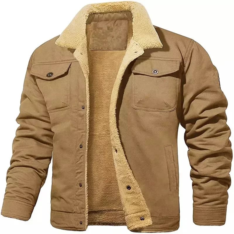 Veste bomber homme hiver doublure polaire épaisse 5XL - Vêtement chaud cargo boutonnable pour pêche
