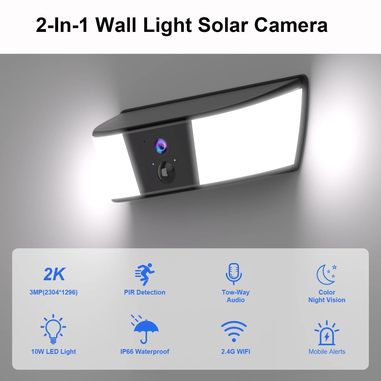 Caméra de surveillance solaire extérieure ANRAN 2K avec détection humaine et vision nocturne couleur