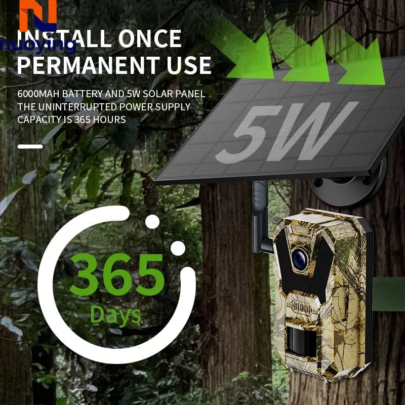 Caméra de chasse 4G solaire extérieure waterproof - Détection de mouvement et vision nocturne infrarouge