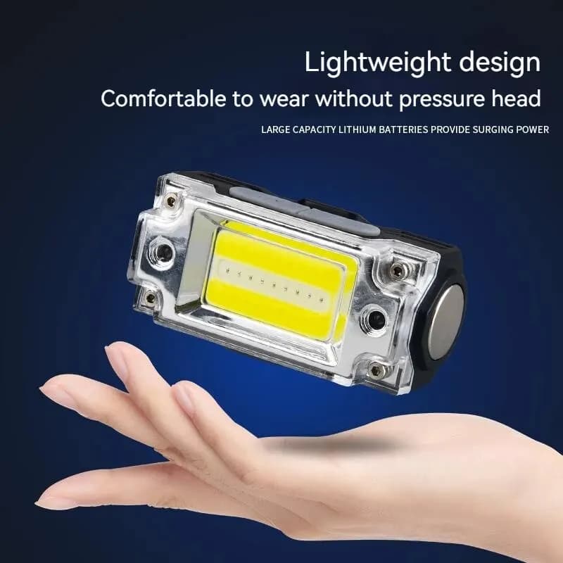 Lampe frontale pêche mini double COB avec capteur 5 modes clip pour casquette éclairage induction