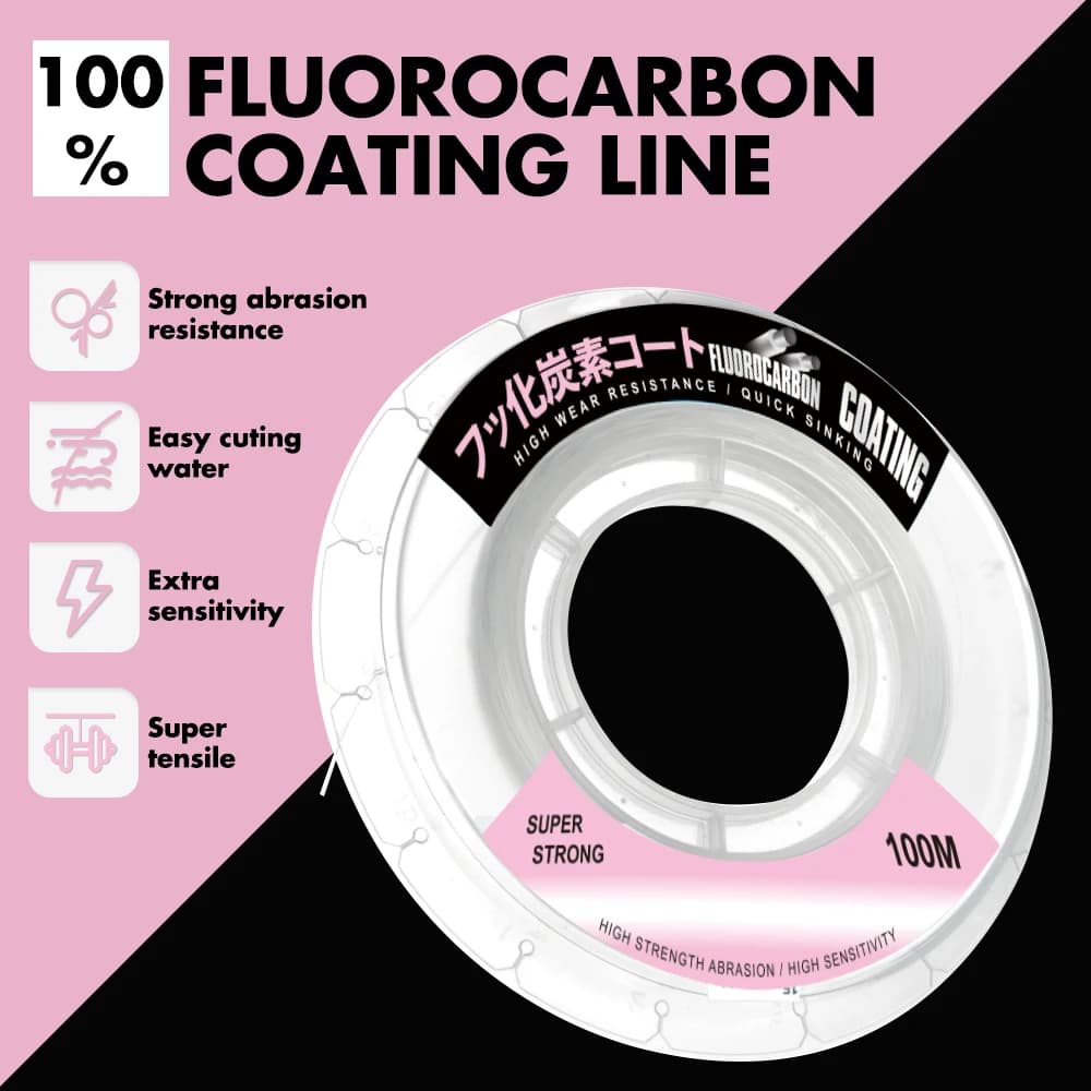 Ligne de pêche fluorocarbone ZUKIBO haute résistance à l'abrasion pour bas de ligne et moulinet
