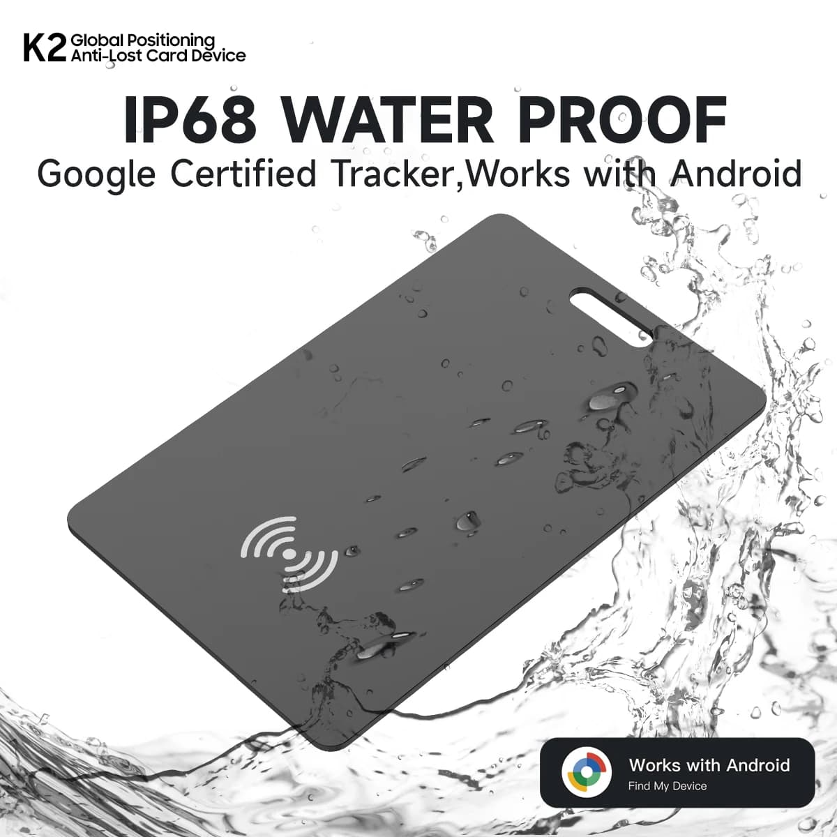 Carte localisateur rechargeable fine - Compatible Google Find My pour bagages de pêche Android