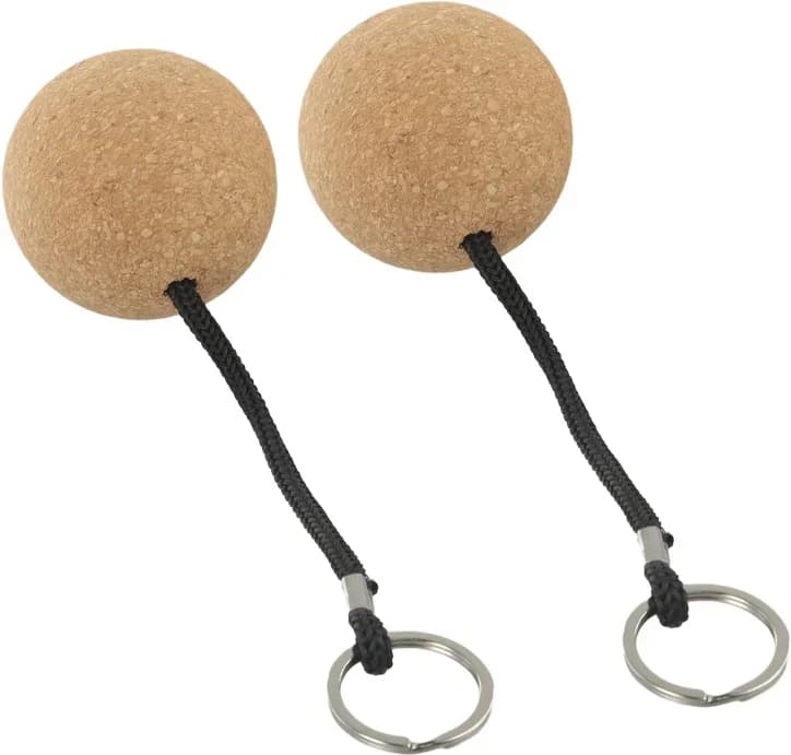 Porte-clés flottant boule liège 50mm - 2 pièces pour bateau kayak pêche - Léger et flottant