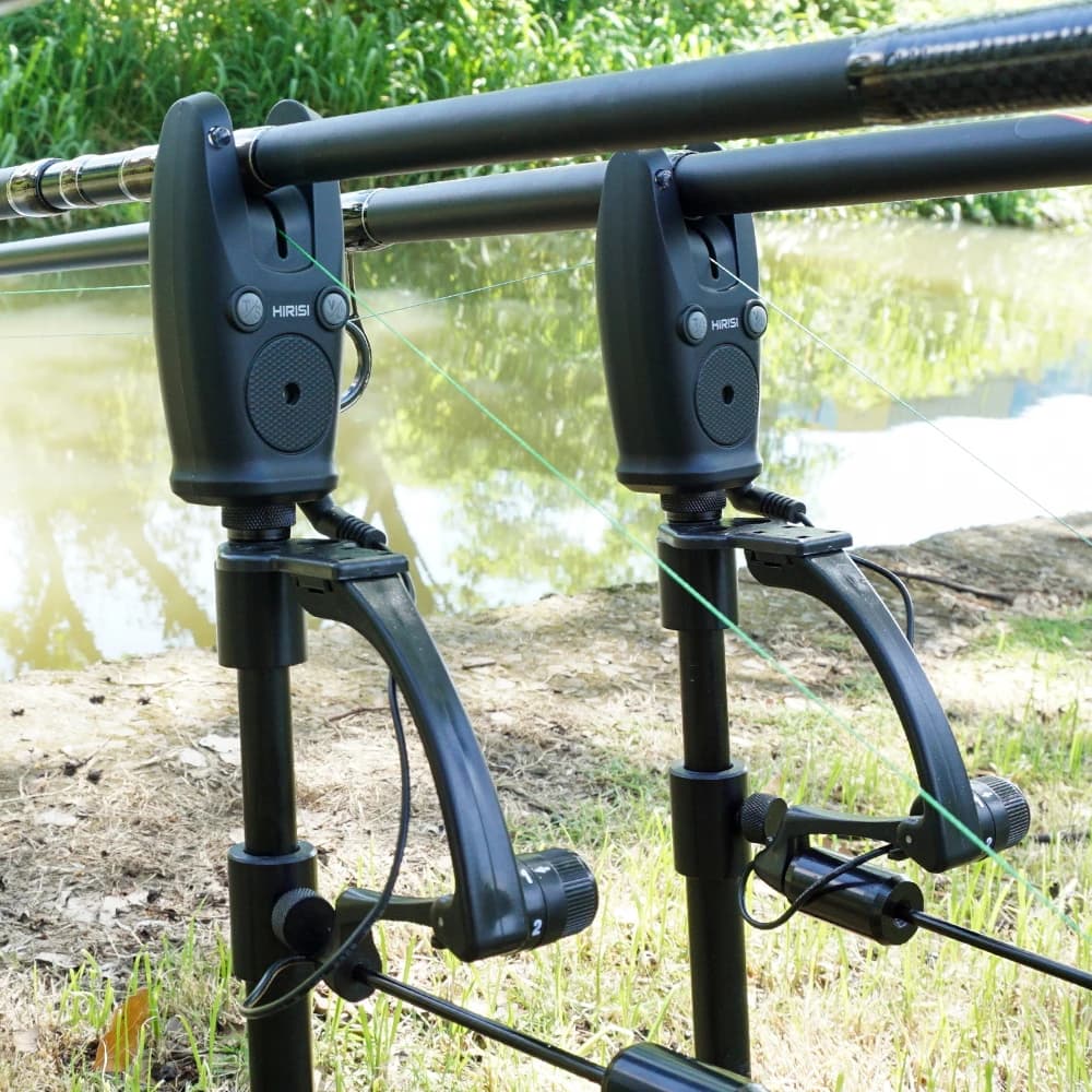 Kit alarme sans fil pour pêche à la carpe Hirisi avec 2 swingers - Détecteur étanche 1+2