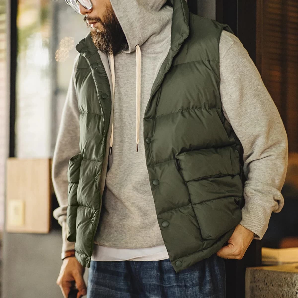 Gilet doudoune homme hiver duvet blanc canard épais chaud poches doubles veste extérieure