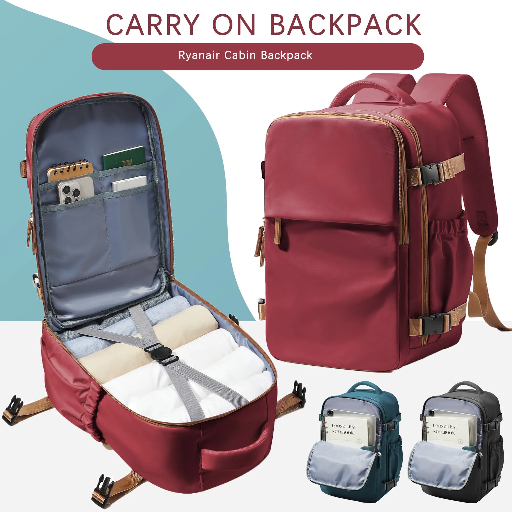 Sac à dos cabine 40x26x18 cm Wizzair - Sac à dos voyage étanche avec compartiment ordinateur 15.6 pouces