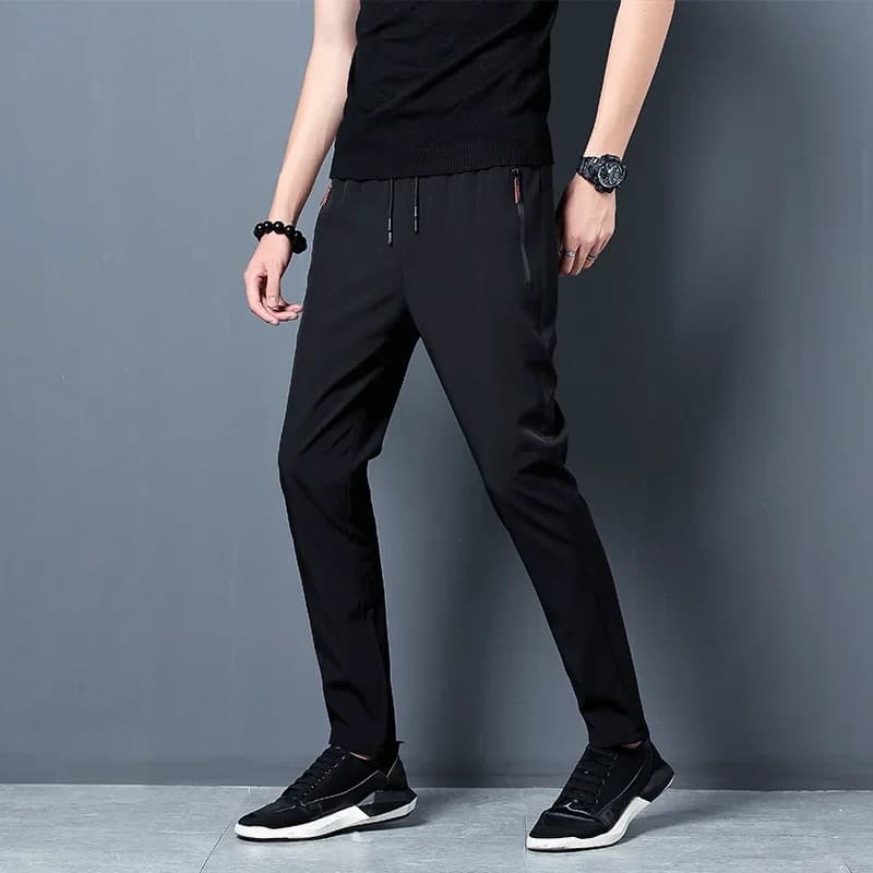 Pantalon homme décontracté coupe droite élastique pour pêche, jogger classique bleu noir gris