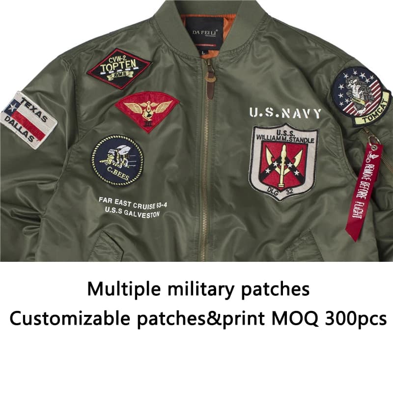 Veste bomber satin homme patch Top Gun brodé - Veste légère streetwear militaire style MA1 aviation