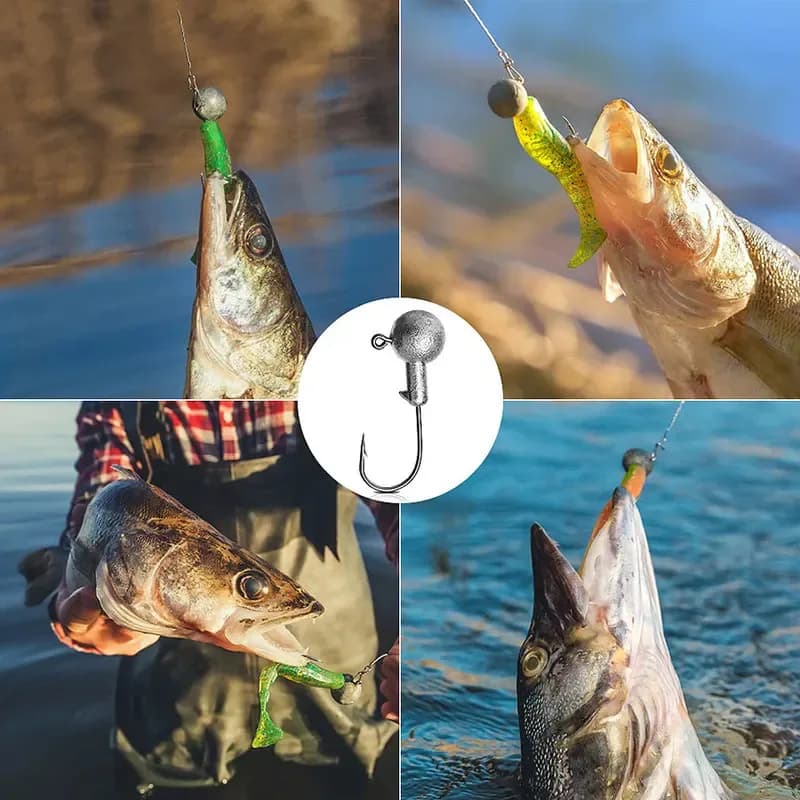 Hameçons crank style 10 pièces 1g à 4g pour pêche avec leurres souples plastique