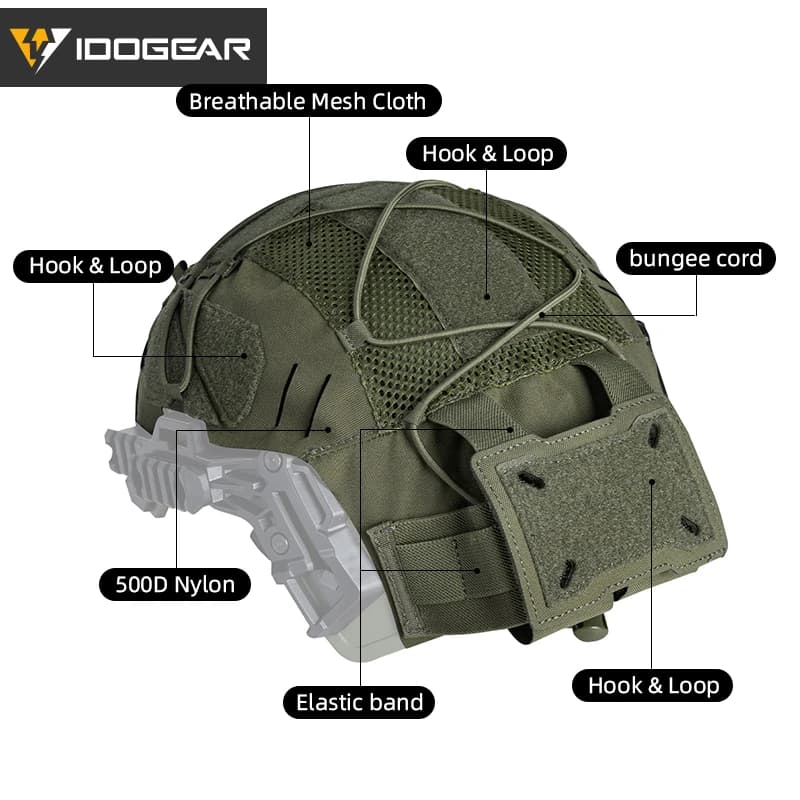 Housse casque Wendy 3.0 IDOGEAR pêche - Protection NVG avec poche batterie camouflage