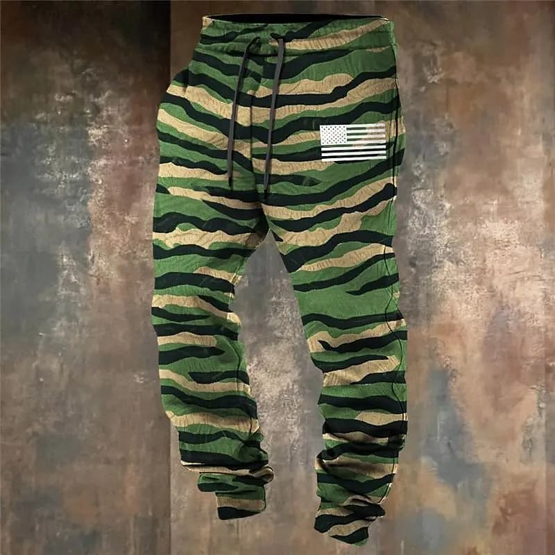 Pantalon sweat camouflage impression 3D pêche poches latérales cordon élastique sport street