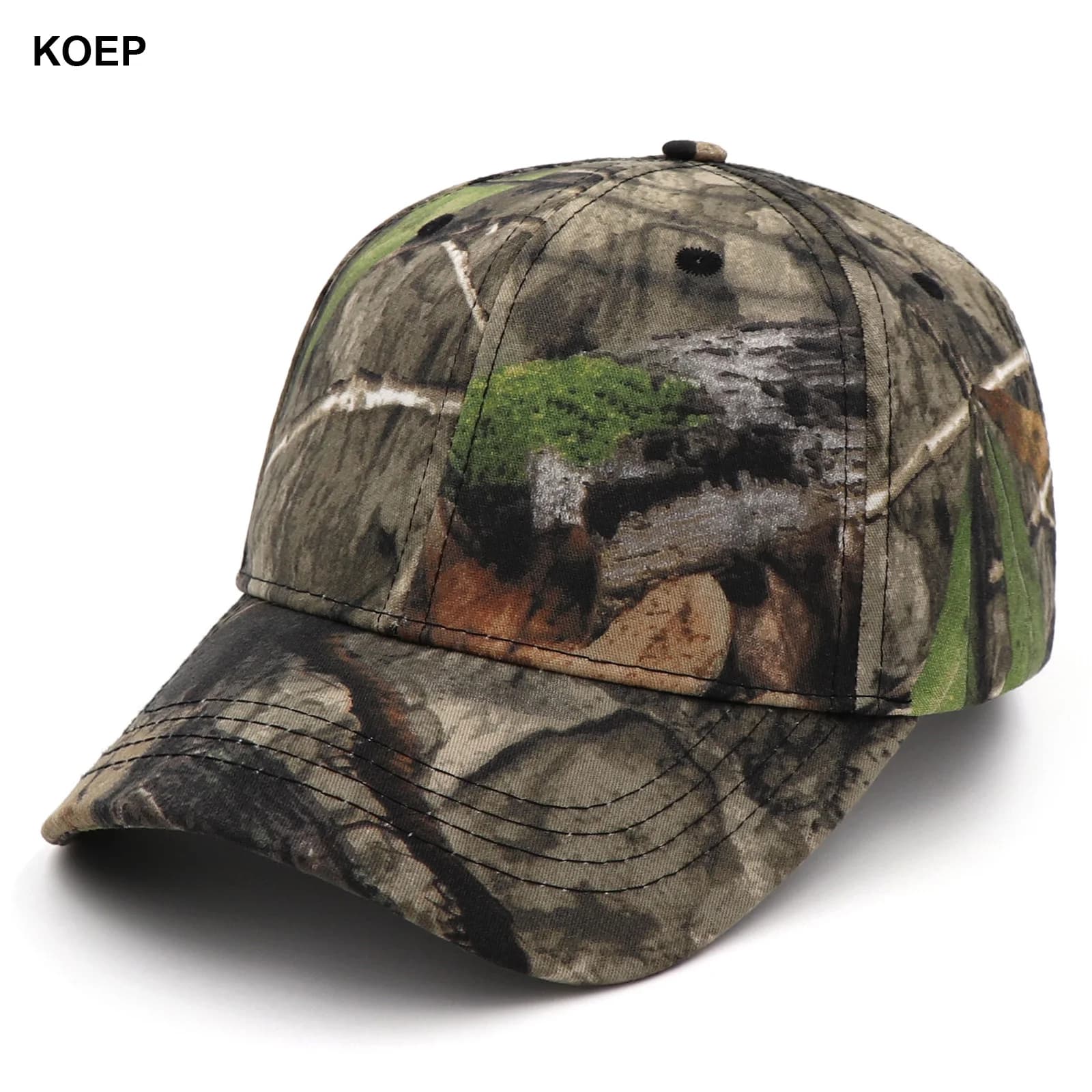 Casquette pêche camouflage jungle KOEP - Snapback coton chasse roseaux camouflage feuilles