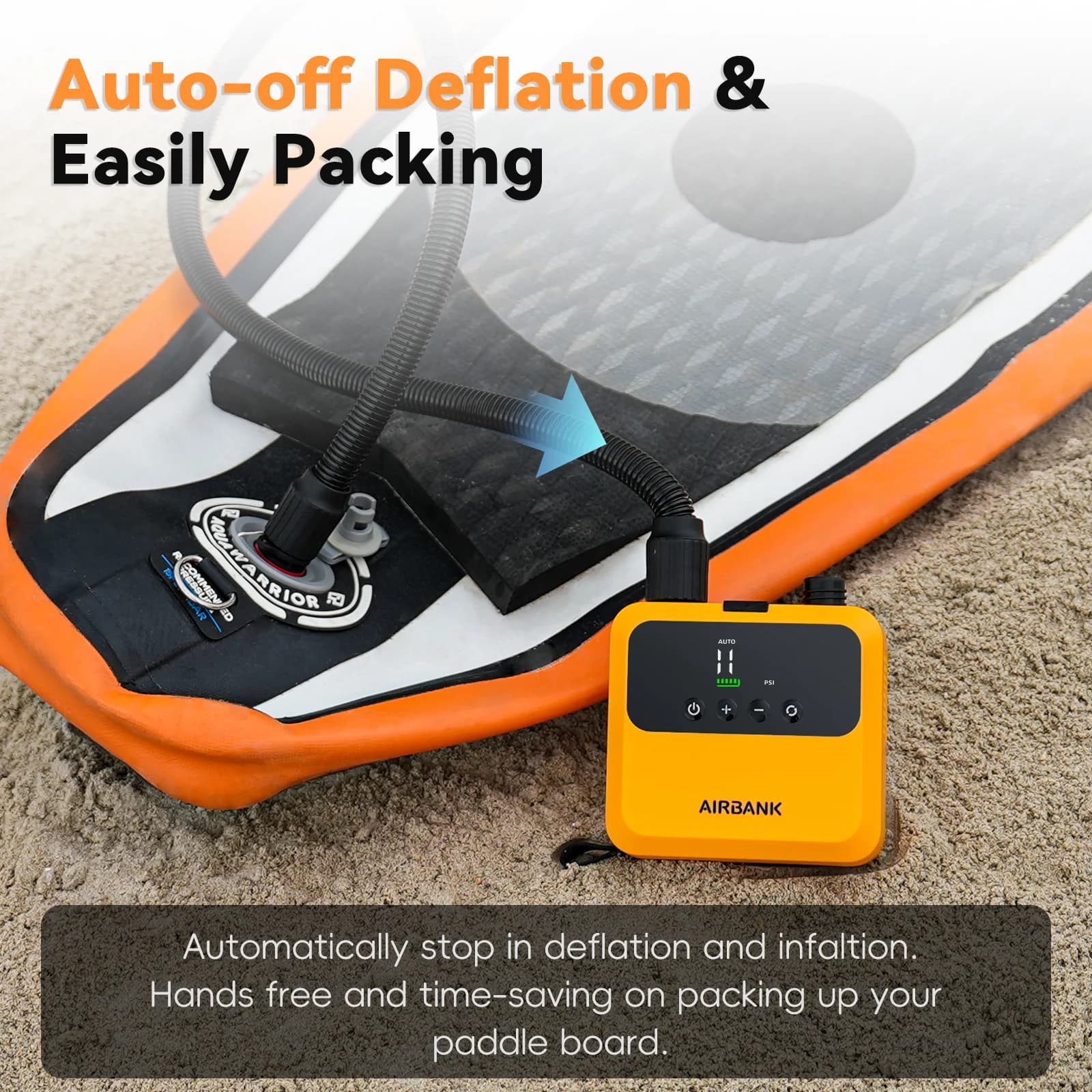 Pompe électrique portable AIRBANK pour SUP gonflage rapide paddle board bateau PVC - 20PSI max moteur brushless