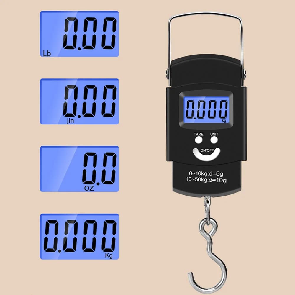 Balance digitale de pêche 10 livres avec écran LCD rétroéclairé - Format poche pour pêche outdoor