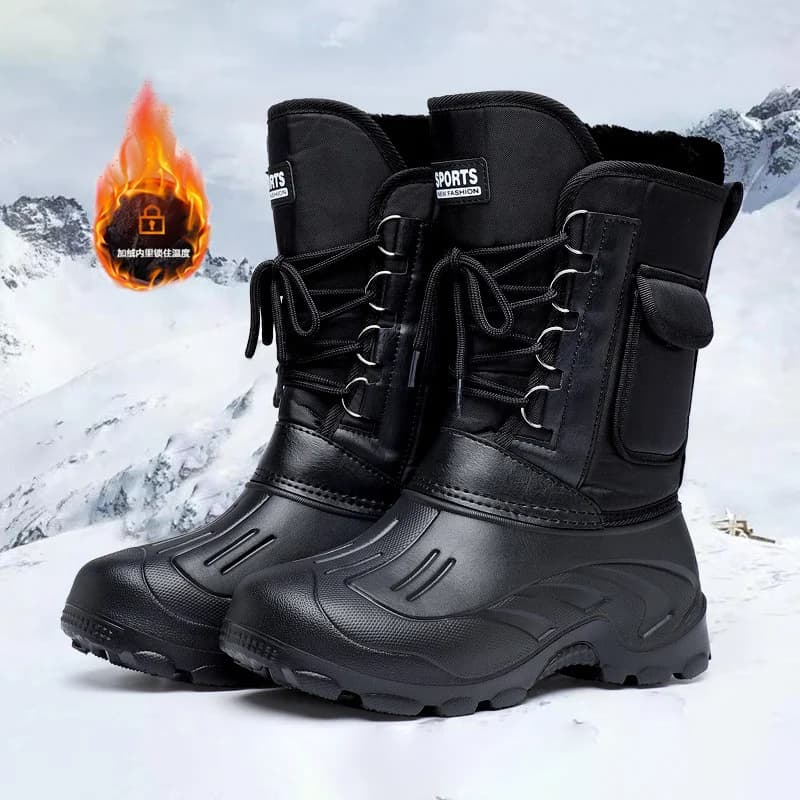 Bottes d'hiver épaisses avec doublure polaire pour pêche, chasse et randonnée par temps froid