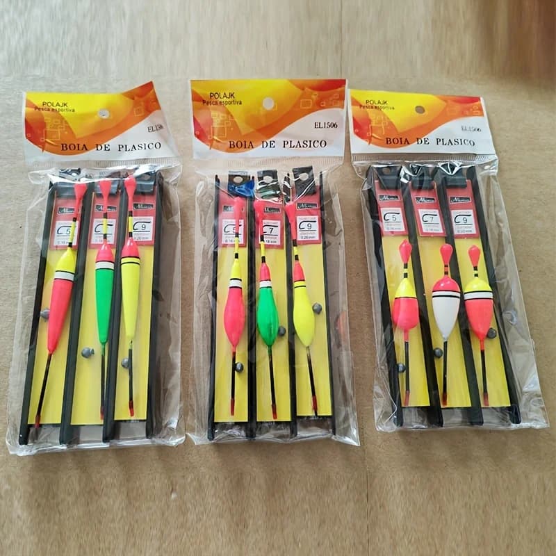 Kit de flotteurs pêche débutant 3 pièces pour eaux peu profondes avec bouchons droits et montage