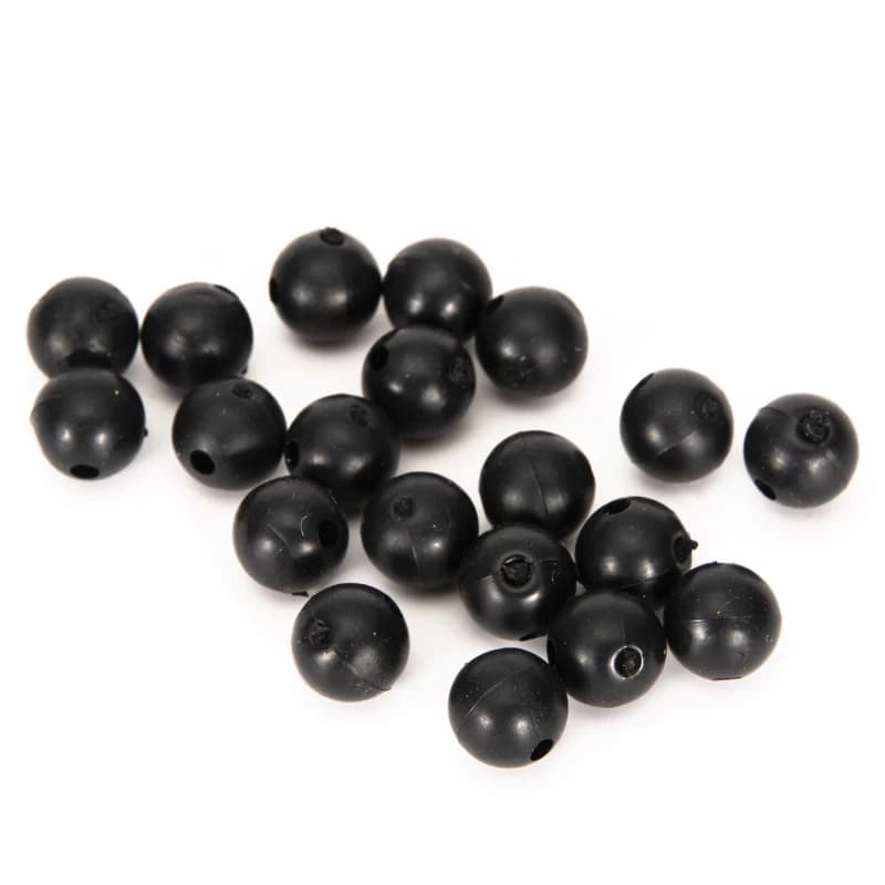 100 perles de pêche rigides et souples 3mm à 8mm, stoppeurs noirs pour appâts et montages carpe