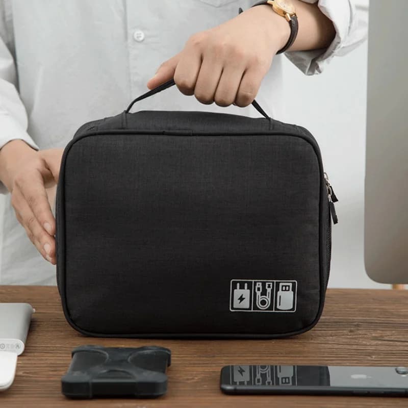 Trousse de rangement câbles étanche USB - Organisateur voyage pour chargeurs et câbles
