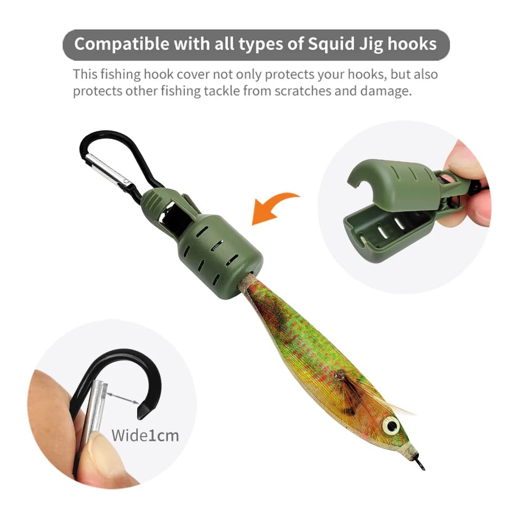 Kit 6 pièces protecteurs hameçons leurres calmar poulpe - Squid jig bait protector avec mousqueton
