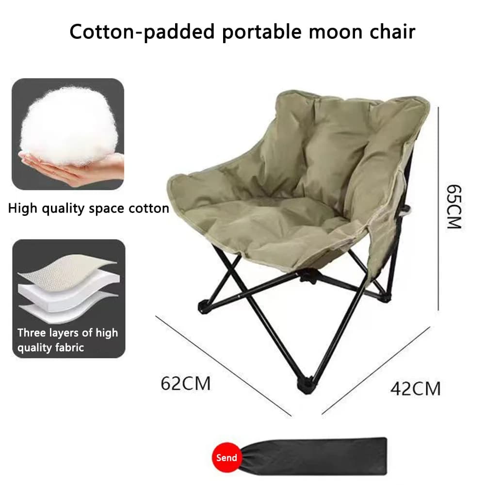 Fauteuil lune pliant rembourré dossier haut réglable pour pêche camping loisirs randonnée pique-nique