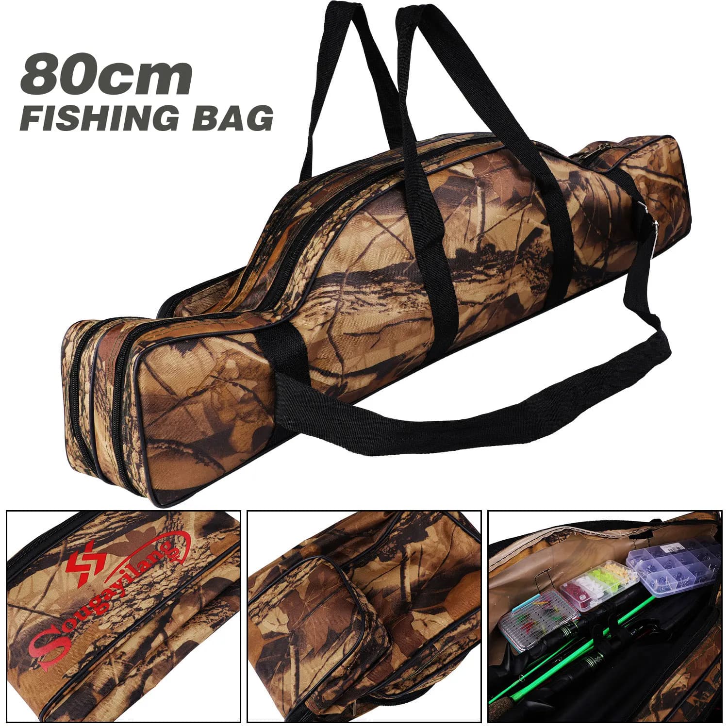 Sac pour canne à pêche Sougayilang 80-120cm portable nylon grande capacité accessoires pêche