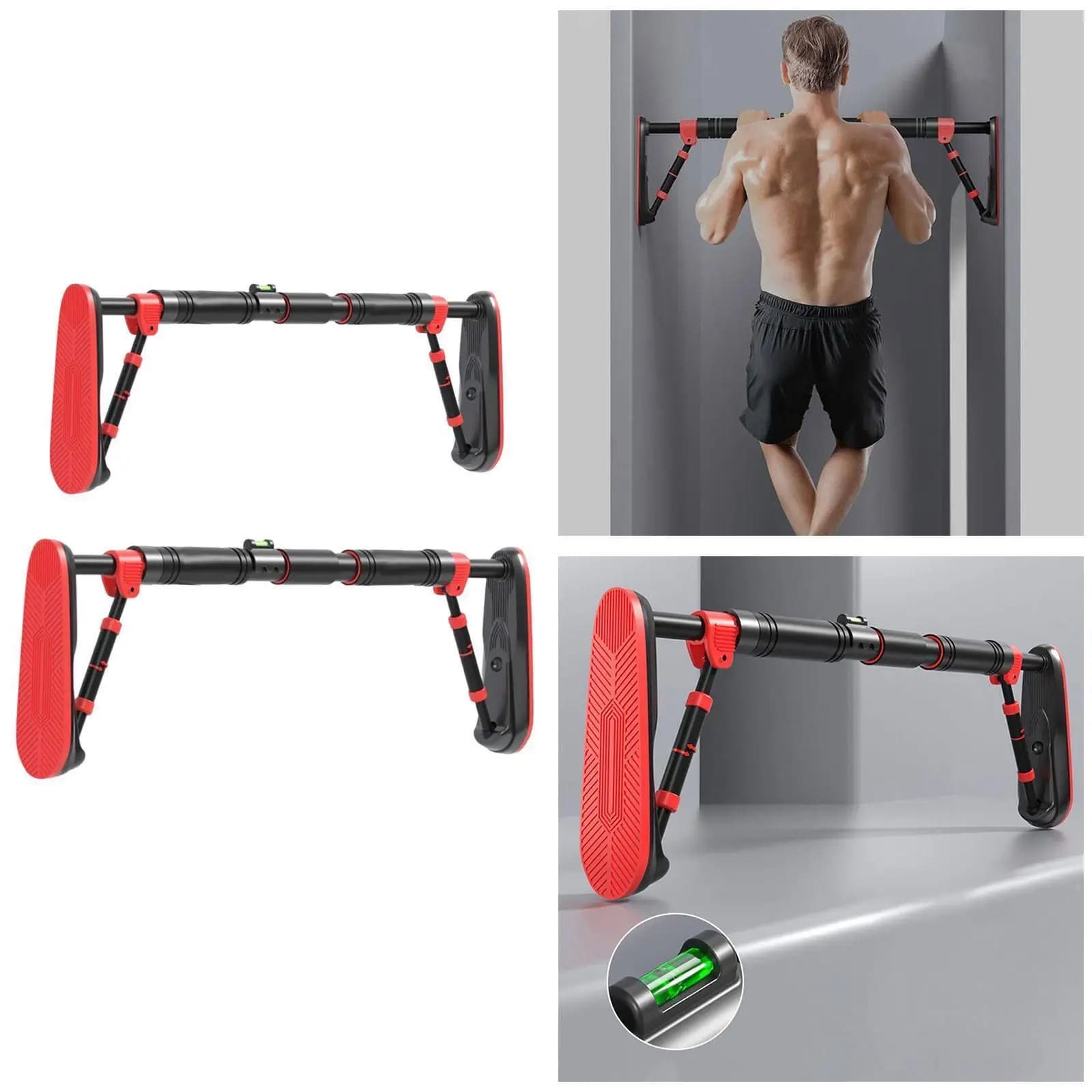 Barres de traction extra larges pour porte - Station dips sans vis avec poignées rembourrées - Équipement fitness pêche